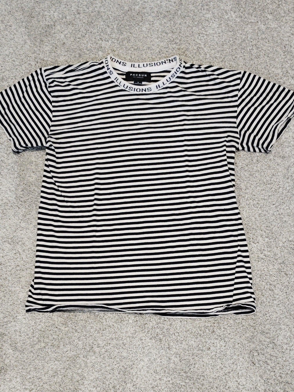 PacSun Black and White Striped Crewneck Tee